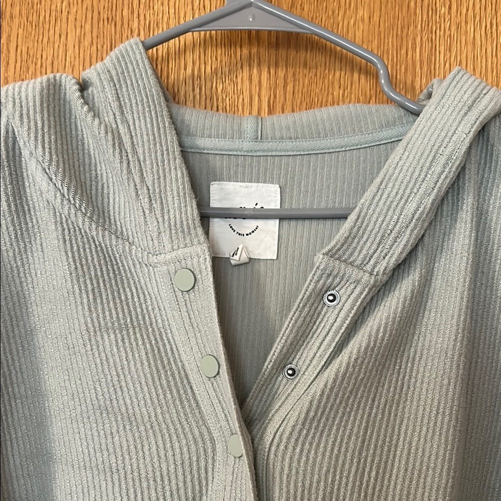 Aerie Oversized Ribbed Quarter Snap Hoodie Sz XL - Picture 4 of 6